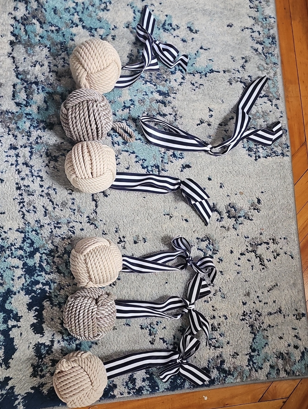 Decorative Nautical Rope Decor 'Monkey Ball' Set in Cream and Taupe